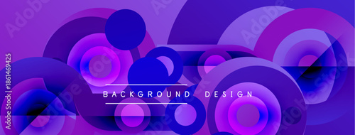 Abstract purple design features overlapping circles, creating dynamic visual texture. Modern composition suits backgrounds, presentations.
