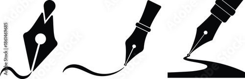 Pen nib icon set.fountain pen tool icon. vector element can be used for nib feather pen designed concept from education collection.Fountain pen nib glyph vector, sign, symbol, logo, illustration.