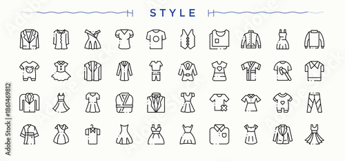 Set of Style line icon. Dress line icons with editable stroke. Trendy minimal icons. Shirt icon set. Editable stroke. Vector collection.