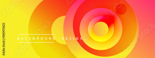 Vibrant gradient circles overlap, creating dynamic background. Yellow, orange, pink hues blend smoothly. Text reads background design.