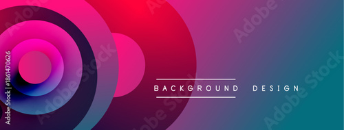 Abstract vibrant design features concentric circles, gradient colors. Modern aesthetic suitable for backgrounds, presentations.