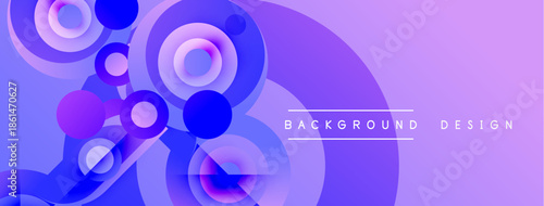 Abstract purple design features overlapping circles, gradients, vibrant hues. Modern aesthetic suitable for backgrounds, presentations.