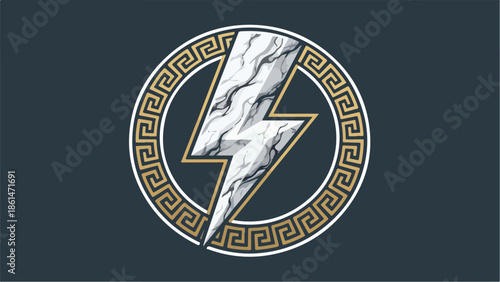 Photos Marble Lightning Bolt with Greek Key Pattern.