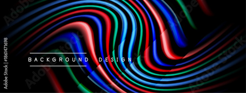 Abstract flowing lines create vibrant background. Colors blend, forming dynamic wave pattern. Text reads background design.