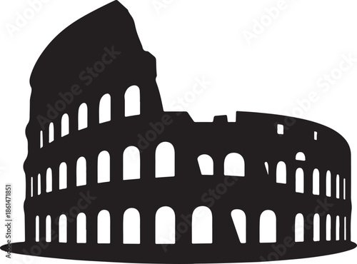 Iconic silhouette illustration of the historic roman colosseum symbol of ancient architecture