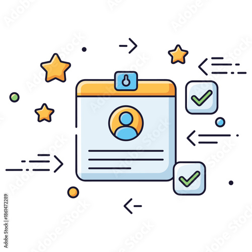 Digital profile interface with checklist and star ratings