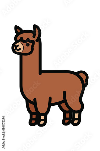  Cute brown alpaca vector illustration