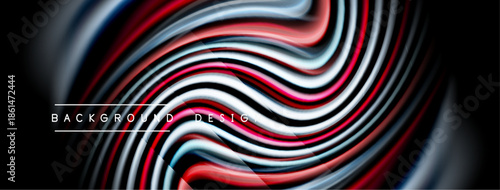 Abstract wavy lines create dynamic fluid background. Red, white, black colors blend, forming modern design element.