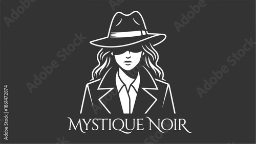 Mysterious Woman in Hat Logo Design.