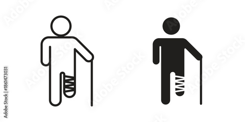 Man with broken leg icons for templates, web design and infographics