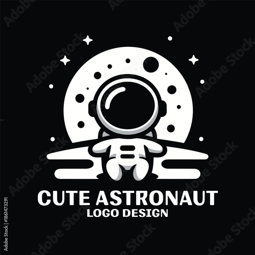 Cute Astronaut Vector Logo Design