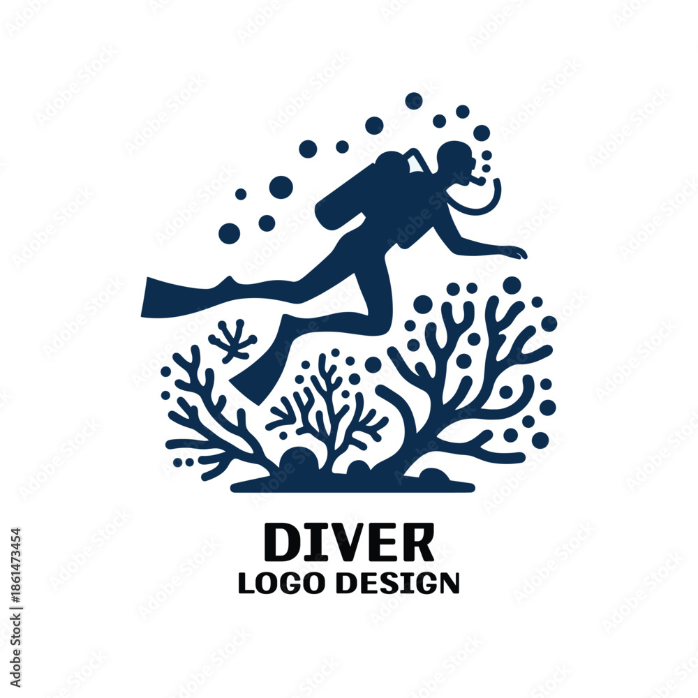 Fototapeta premium Diver Vector Logo Design