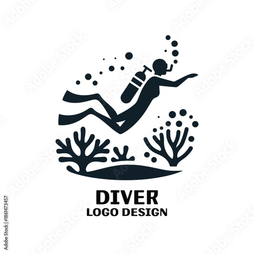 Diver Vector Logo Design
