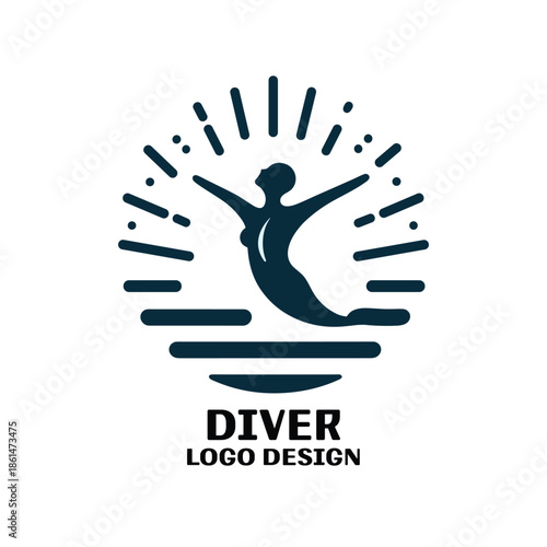 Diver Vector Logo Design