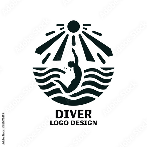 Diver Vector Logo Design