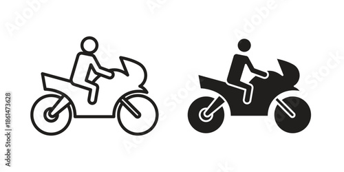 Motorbike riding icons for templates, web design and infographics