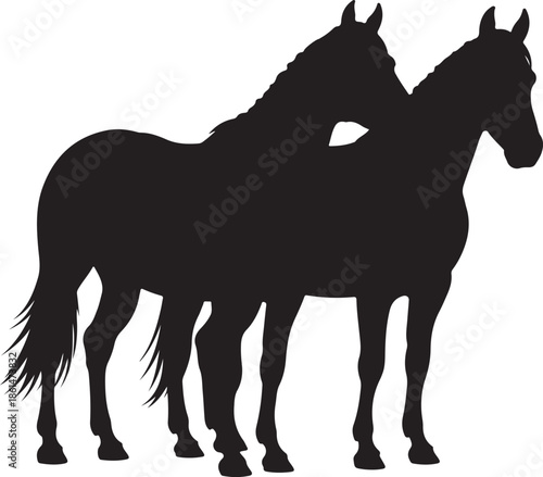 Horse Silhouette SVG of Two Horses Standing Calmly Together