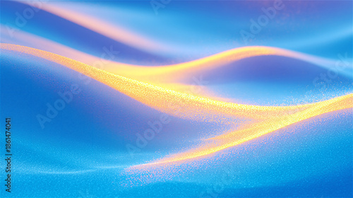 Abstract blue background with flowing orange light waves and smooth gradients, modern futuristic texture for technology, energy, motion, and creative branding with copy space.