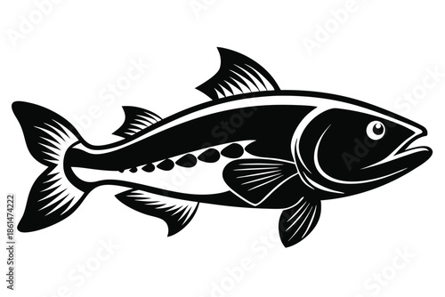 cod silhouette line art vector illustration with a white background