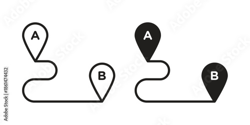 Path A to B icons for templates, web design and infographics