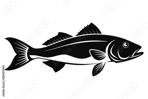 cod silhouette line art vector illustration with a white background