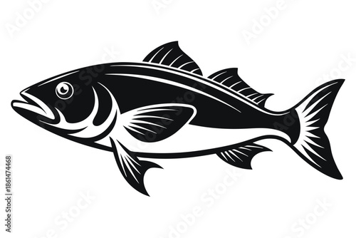 cod silhouette line art vector illustration with a white background