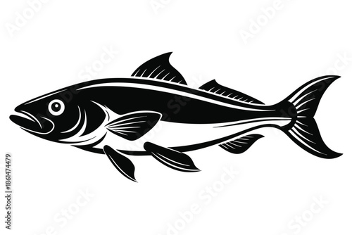 cod silhouette line art vector illustration with a white background