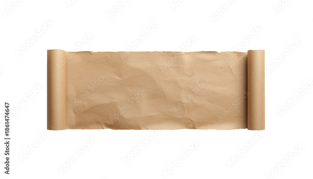 Fototapeta premium A rolled up parchment on transparent background for ancient or historical concepts