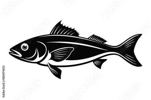 cod silhouette line art vector illustration with a white background