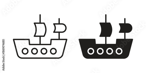 Pirate ship icons for templates, web design and infographics