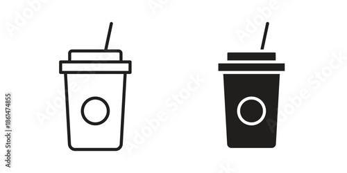 Plastic drinking cup icons for templates, web design and infographics