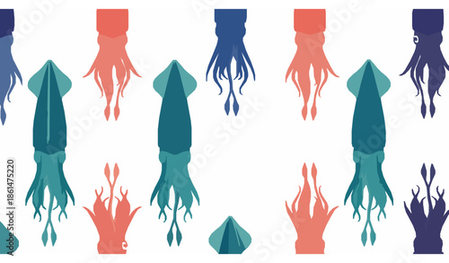 Hand drawn marine seafood doodle seamless pattern for restaurant branding on pink background