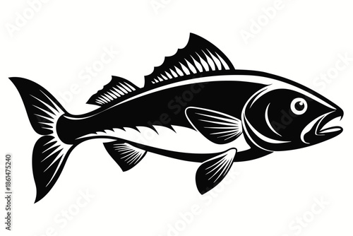 cod silhouette line art vector illustration with a white background