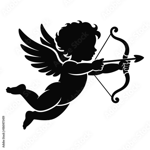 Love Heart Cupid Romance Valentine Birds Silhouette Symbol Illustration Icon Vector Art