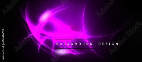 Abstract purple energy flows, dynamic design. Dark background emphasizes bright, swirling light patterns. Modern visual element.