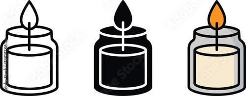 Wallpaper Mural Minimalist Jar Candle Icons: Vector Pack for Serenity & Warmth. Outline, Solid & Color Designs for Branding & Web. Torontodigital.ca