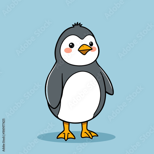 Adorable Penguin Standing on Iceberg Edge with Oceanic Viewpoint in a Serene Environment