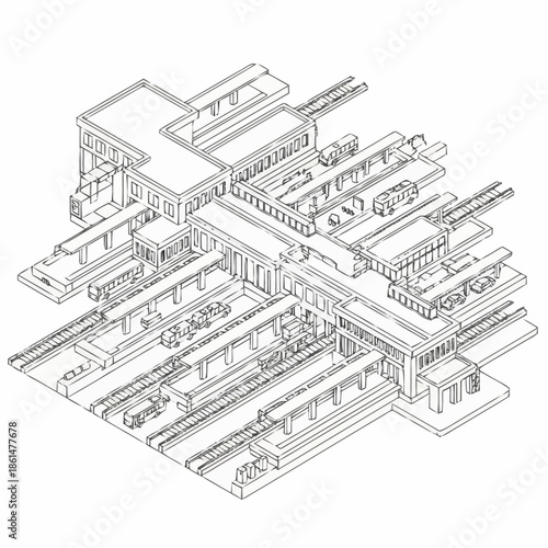 Architectural Blueprint of a Complex Industrial Facility.