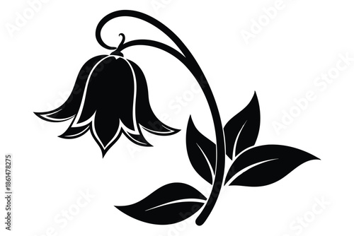 bellflower silhouette line art vector illustration with a white background