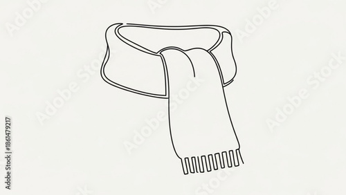 Elegant scarf wrapped stylishly around neck in simple line art
