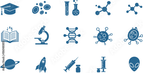 Blue of science and education symbols graduation cap