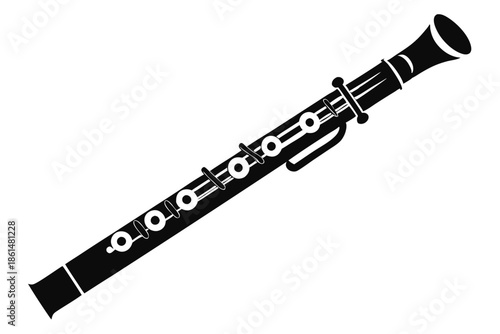 flute silhouette line art vector illustration with a white background