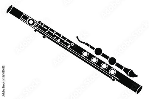flute silhouette line art vector illustration with a white background