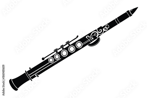 flute silhouette line art vector illustration with a white background