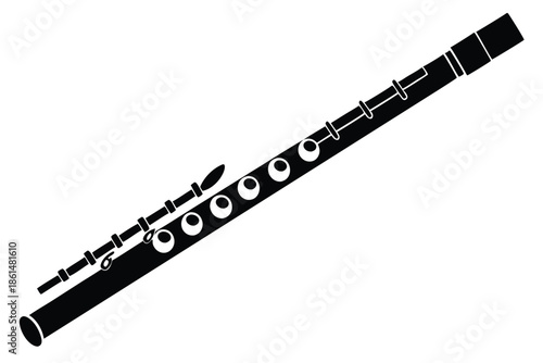 flute silhouette line art vector illustration with a white background