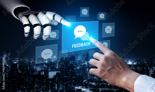 Quadro em tela AI processes customer feedback and reviews to provide insights, sentiment analys
