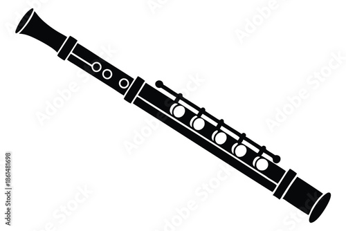 flute silhouette line art vector illustration with a white background