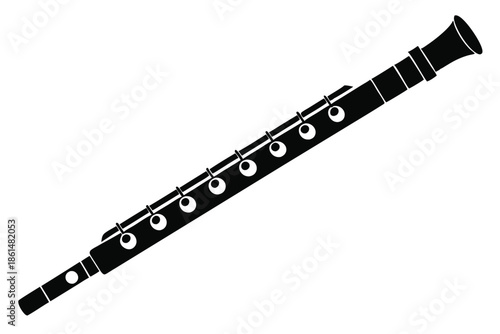 flute silhouette line art vector illustration with a white background