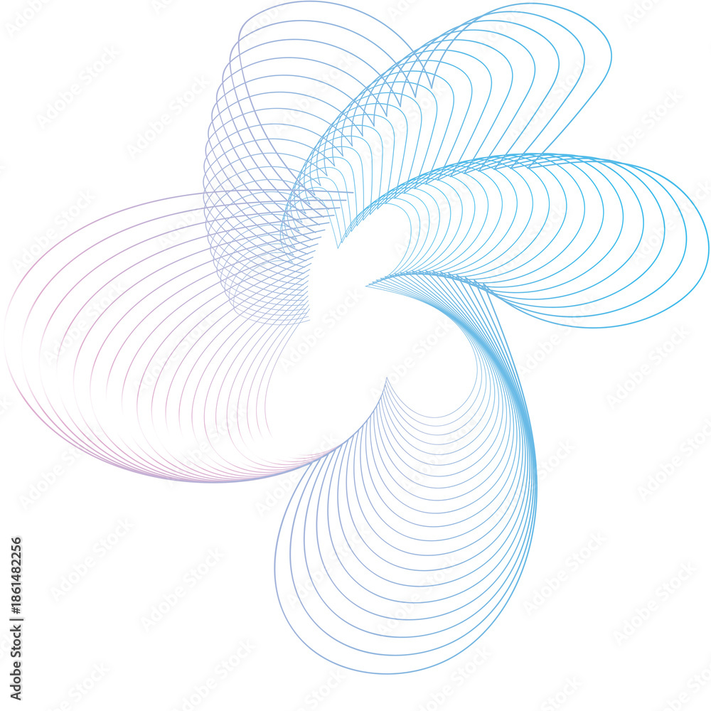 Naklejka premium Abstract vector floral background with flowing blue waves and butterflies design