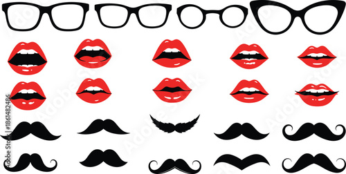 Glasses and facial hair accessories mustaches lips